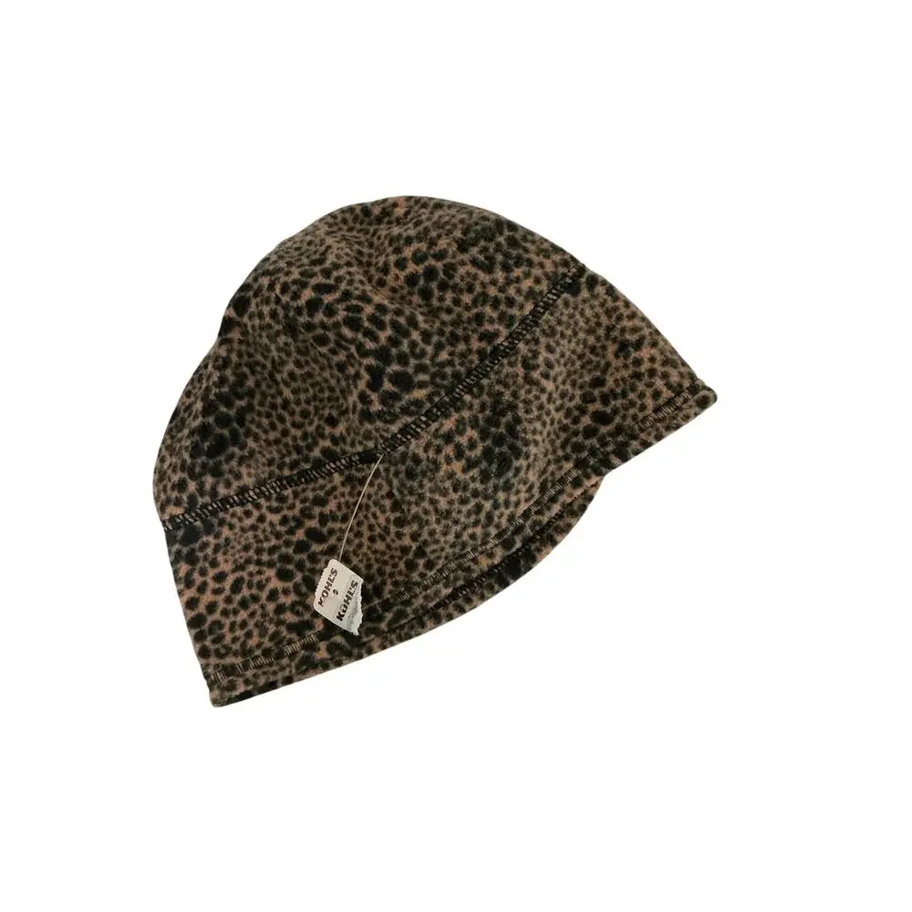 NWT Lands' End Animal Leopard Cheetah Anywhere Fleece Beanie Winter Hat Cap